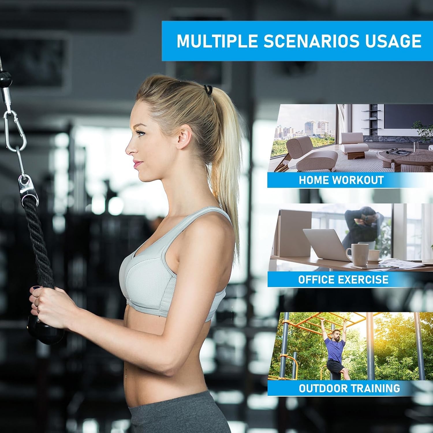 Portable Gym Cable Pulley Set with Adjustable Handle - Transform Your Workout