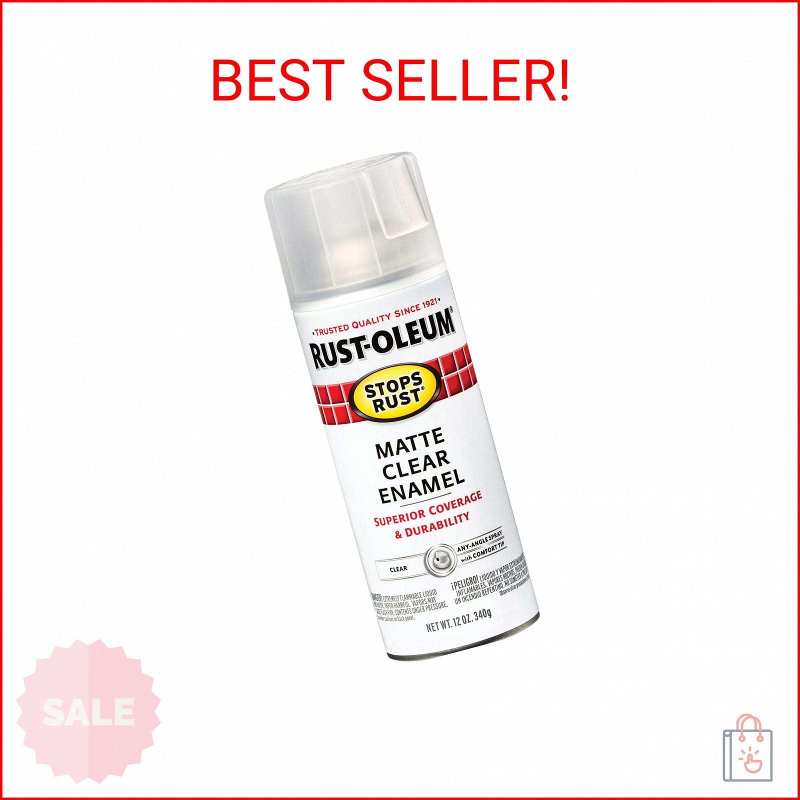 Rust-Oleum 285093 Stops Rust Spray Paint, 12 Oz, Matte Clear