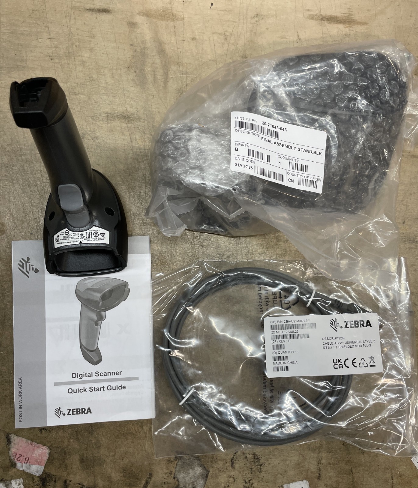 Zebra DS2208 Corded Barcode Scanner with Cable and Stand - DS2208-SR7U2100SGW