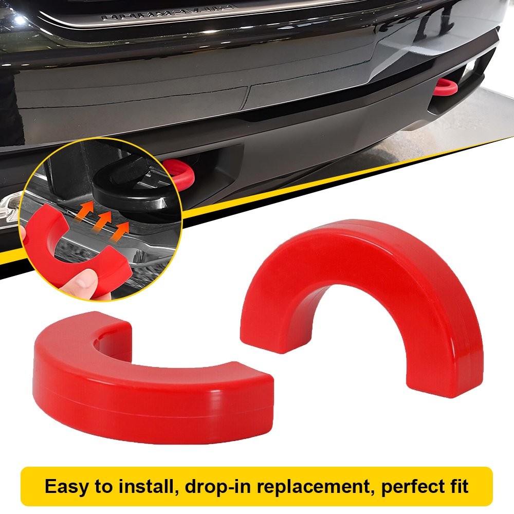 For Chevy Silverado 1500 2007-2024 Front Bumper Tow Hook Trailer Cover Trim RED