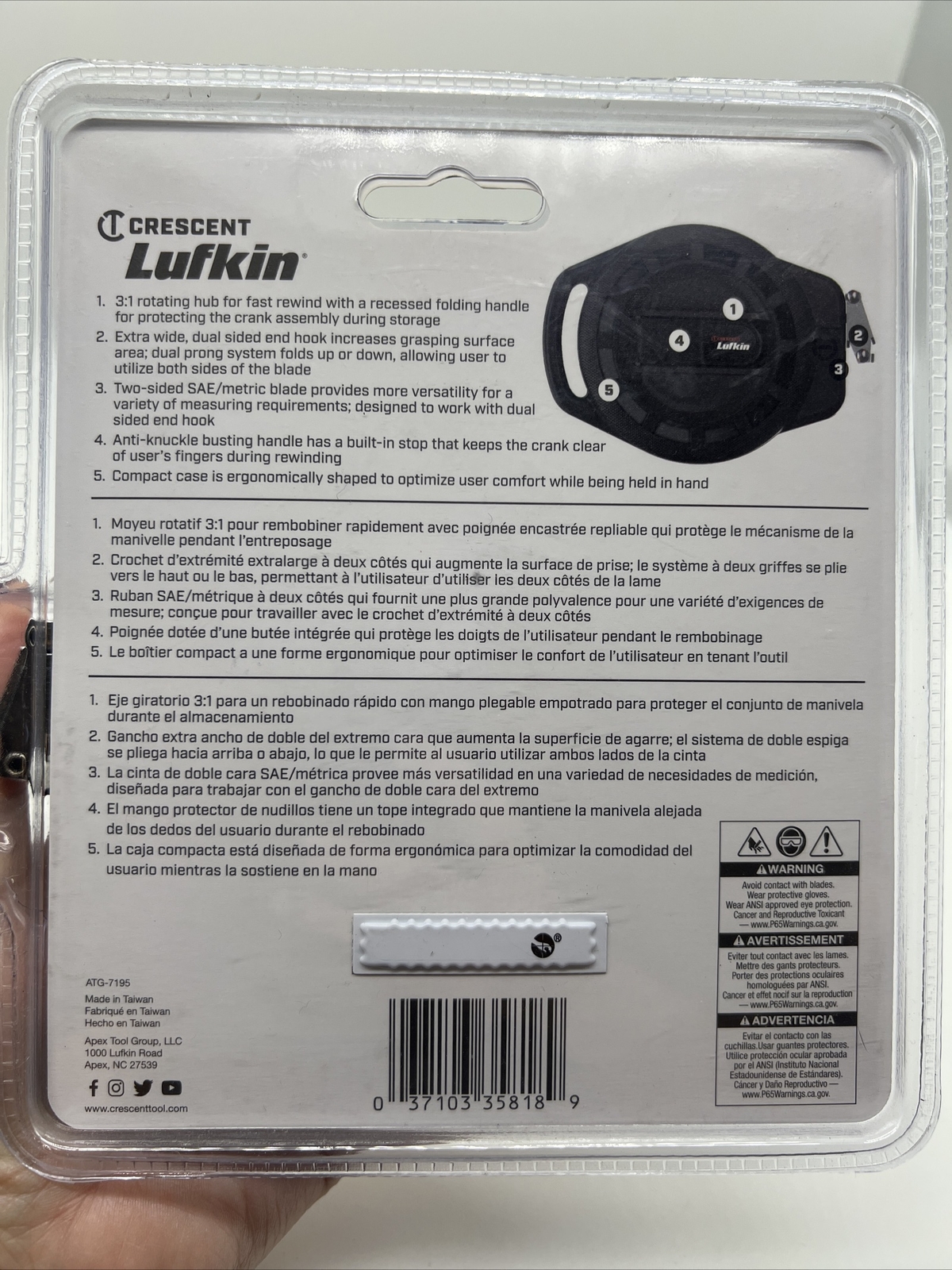 Crescent Lufkin Steel Long Tape Measure 100' x 3/8" Nite Eye High Visibility NEW