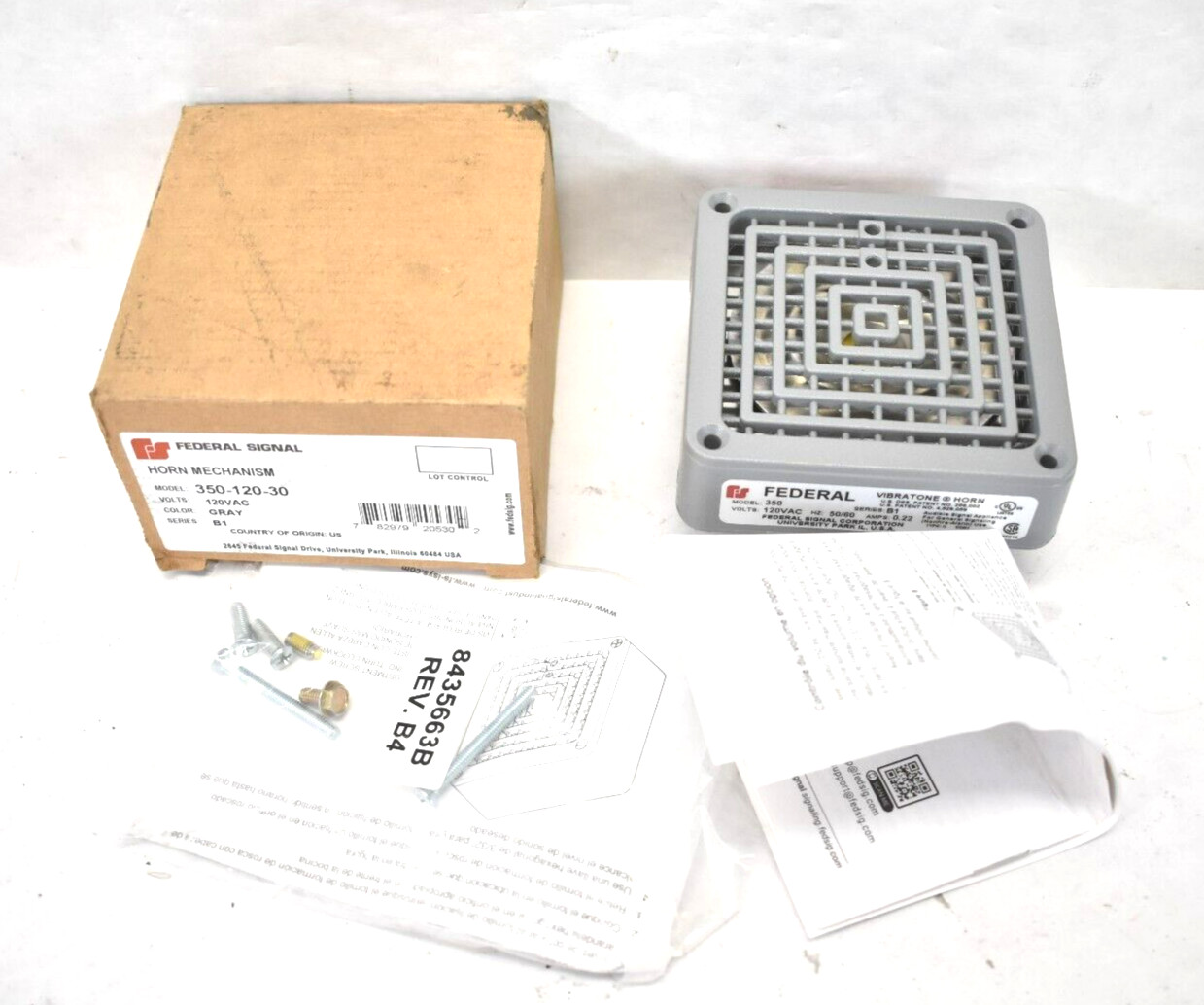 Federal Signal Horn Mechanism 120VAC Gray Series B1 350-120 Genuine OEM