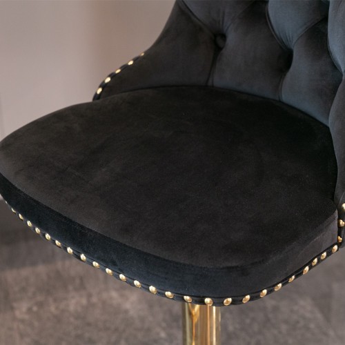 Golden Swivel Velvet Barstools Adjusatble Seat Height From 25-33 Inch Black