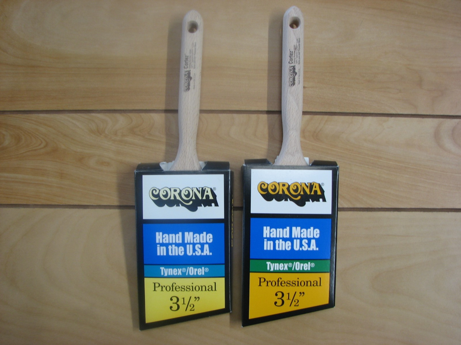 2 EA- CORONA 3 1/2" CORTEZ PRO ANGLE SASH PAINT BRUSH, TYNEX/OREL, MADE IN USA