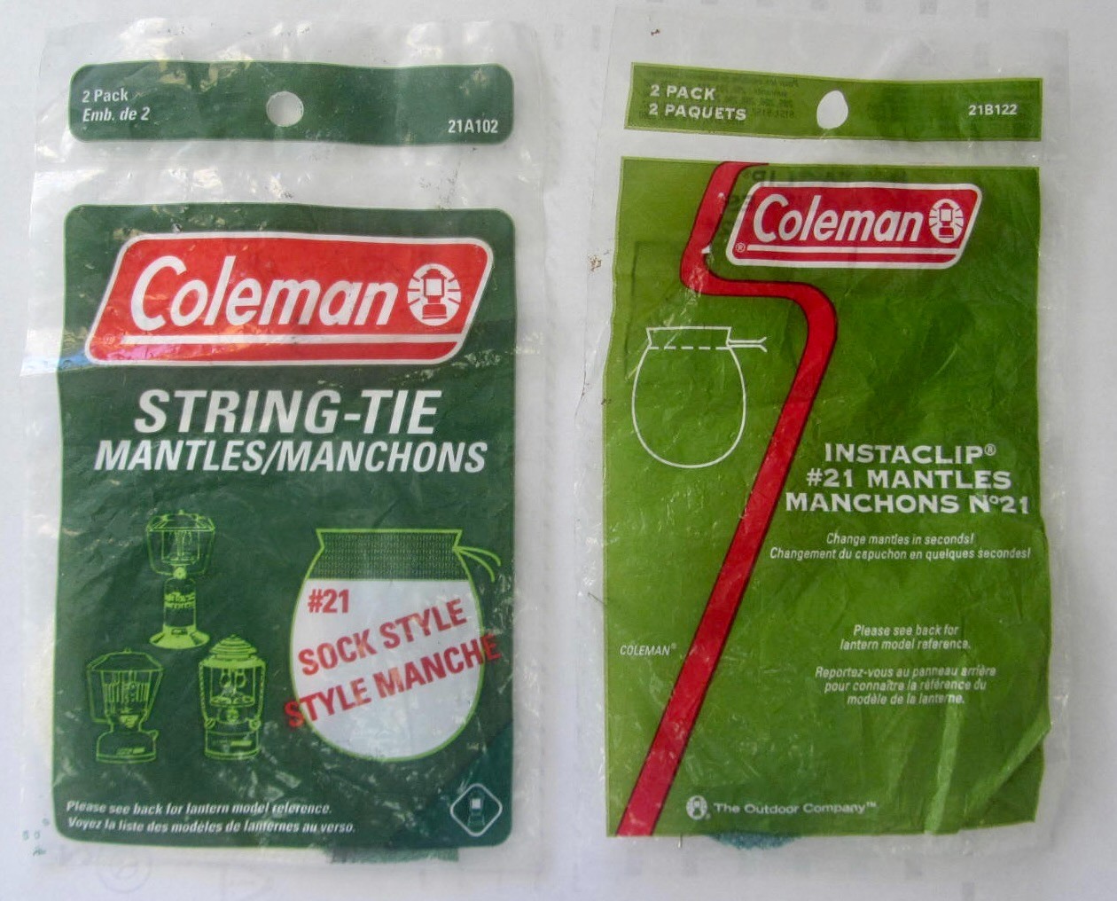 4 NEW Coleman String Tie Lantern MANTLES - 2 Per Pack (#21A102 & 21B122) NOS