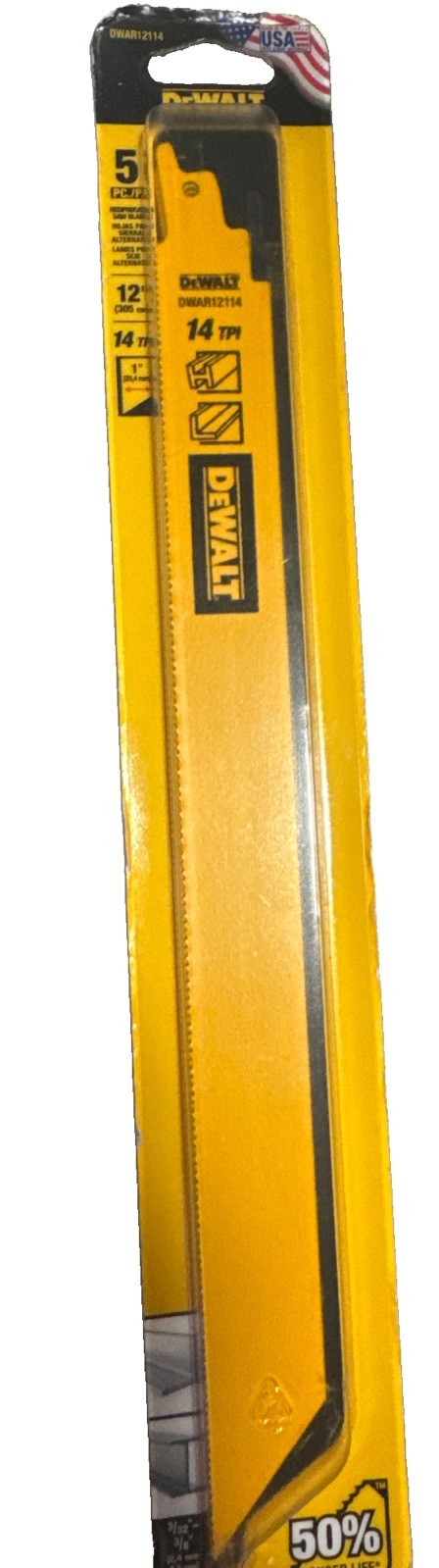 DEWALT (5-Pack) DWAR12114 12" 14TPI Bi-Metal Reciprocating Saw Blades