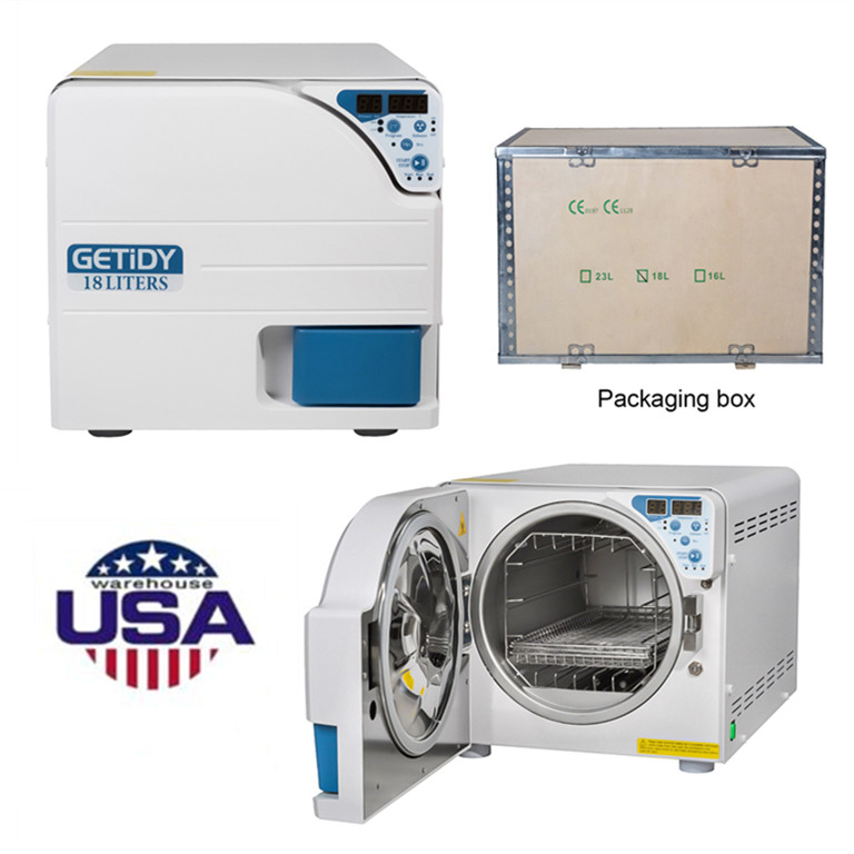 Getidy 18L Dental Medical Digital Autoclave Steam Sterilizer with Drying USSTOCK