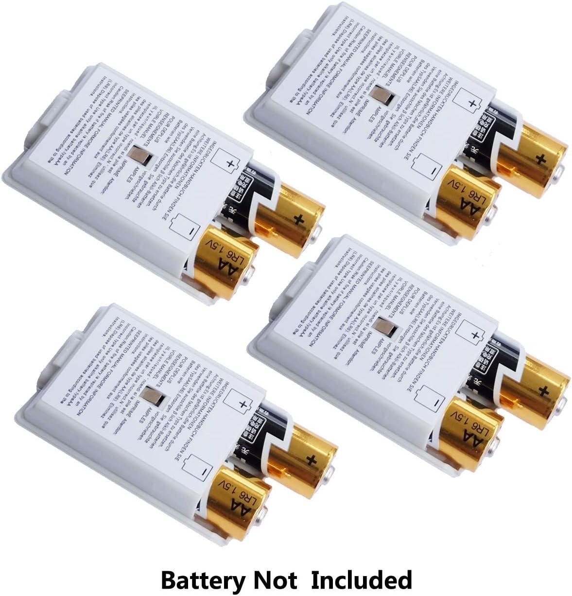 Protective 4X Battery Pack Shell Cases for Xbox 360 Wireless Controllers - White