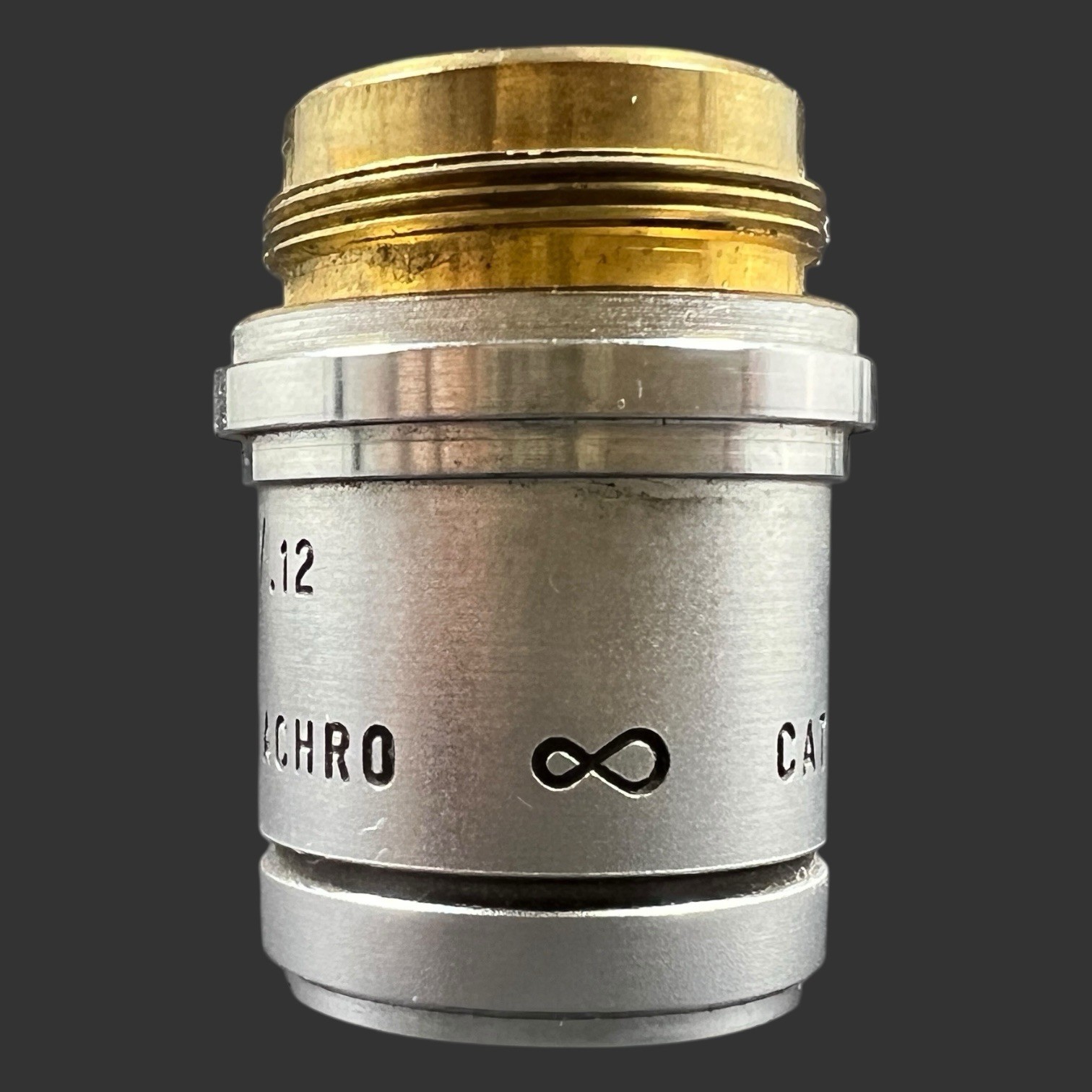 Vtg AO American Optical Plan Achro 4/.12 Microscope Objective Lens CAT .1017