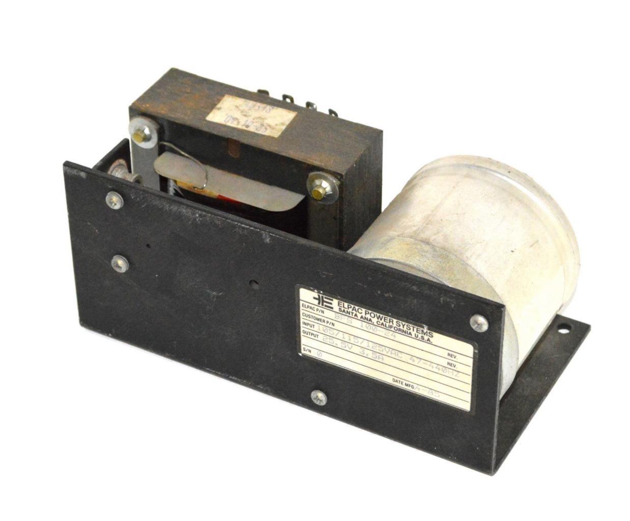ELPAC POWER SYSTEMS BFS 100-24 POWER SUPPLY 25.5 VDC @ 3.5 AMPS
