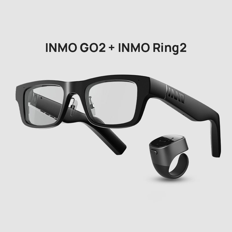 INMO Go2 AR Translation Glasses 40+ Accents Teleprompter Support & INMO Ring2