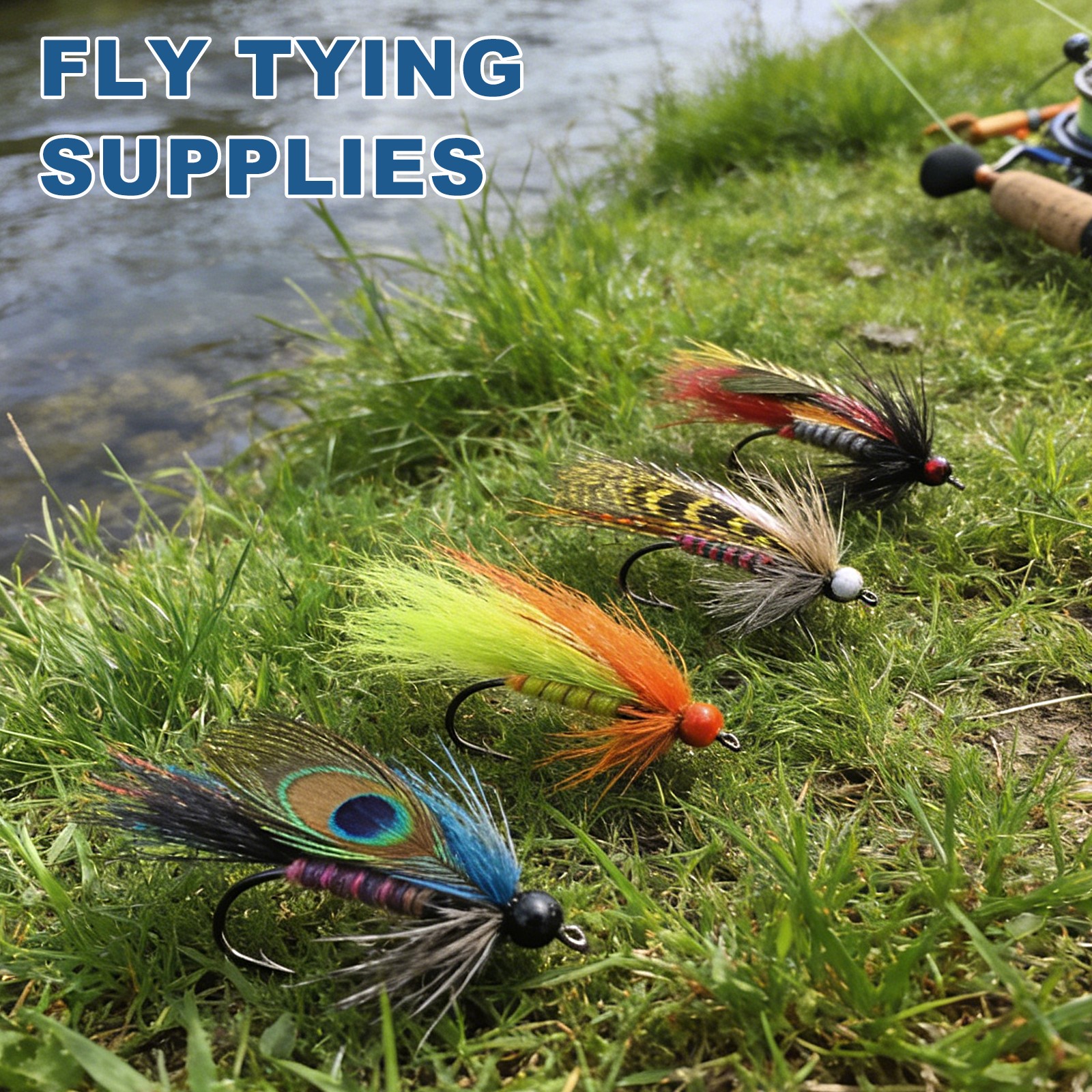 Fly Tying Materials, Crystal Flash 10 Pcs & 12 Inch & Beige & PE