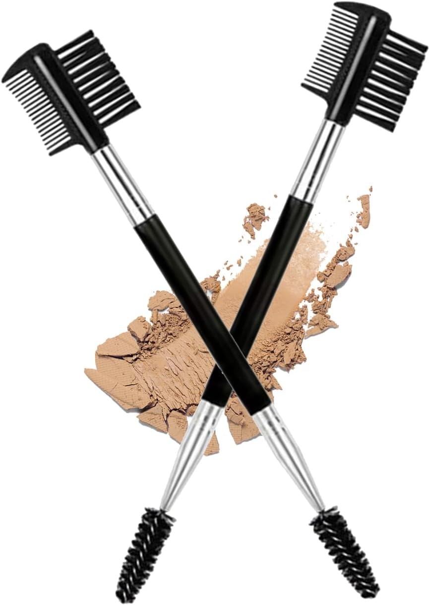 2PCS Eyebrow Eyelash Brush 3 Head Eyelash Comb Double Head Brush Makeup Grooming