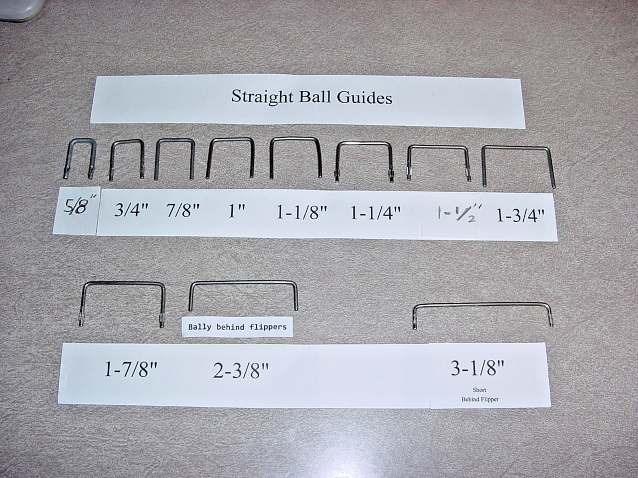 Pinball Play Field Ball Guides, Lane Guide Wire Forms, SCROLL DOWN TO SEE STOCK!