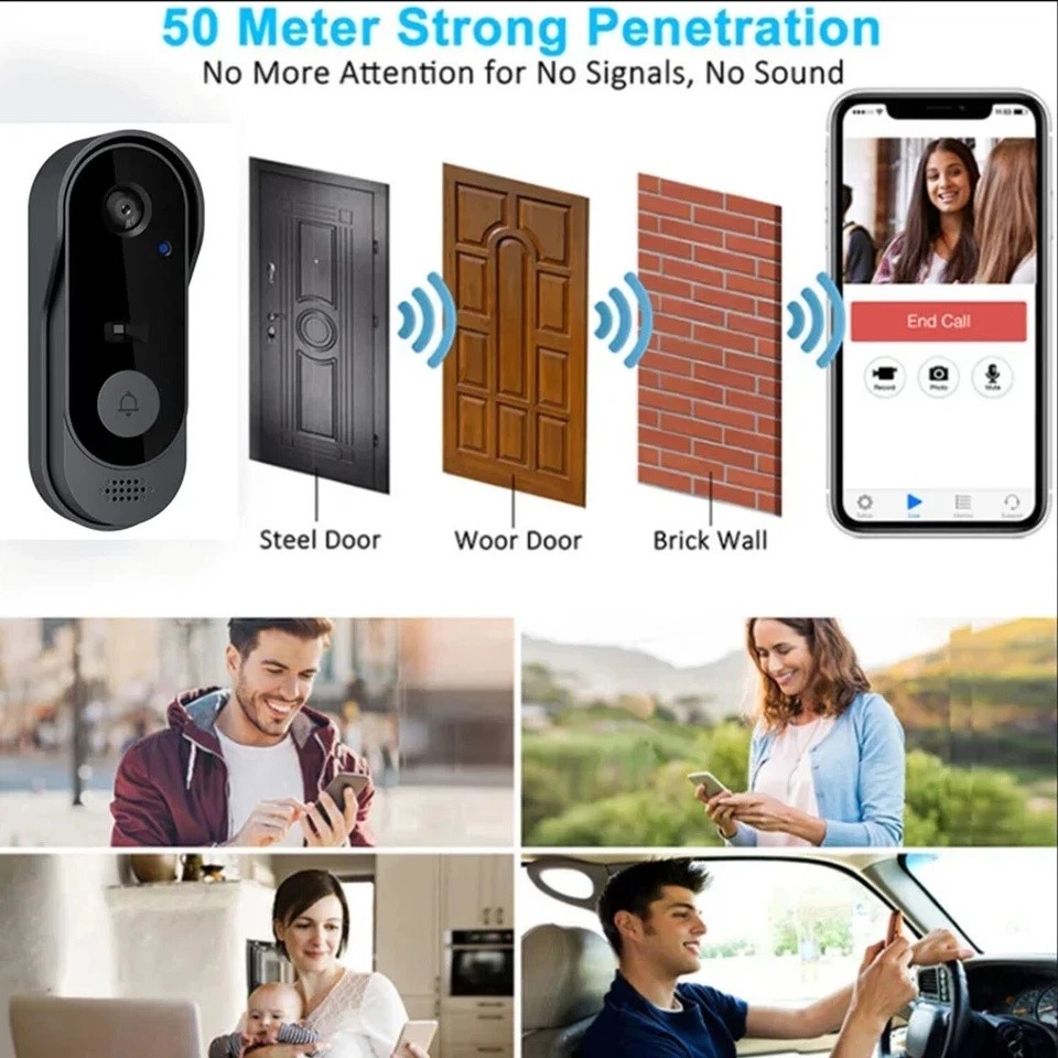 Smart Wireless WiFi Doorbell Camera Phone Door Ring Video Intercom Security Bell