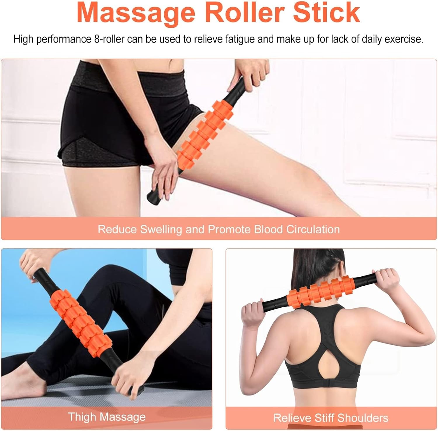 6-in-1 Foam Roller Set Aucuu Massage Roller Stick Ball Strap Carrying Bag
