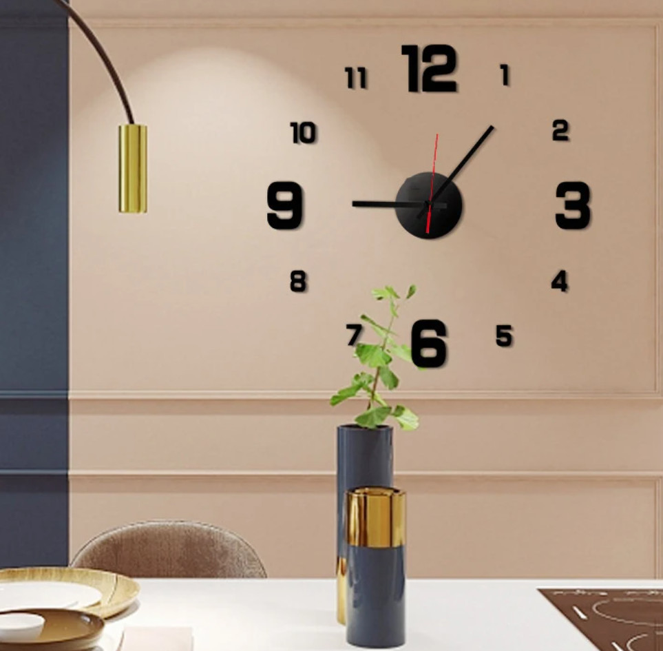 3D Creative Frameless DIY Wall Clock Stickers Mute Living Room Office Decor