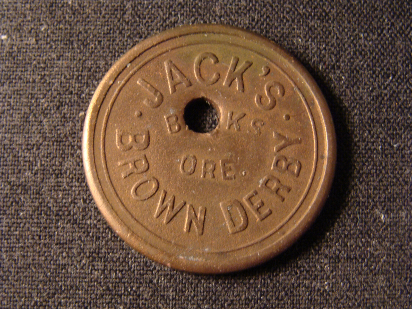 Jack's Brown Derby token gf .05 it Banks OR R3