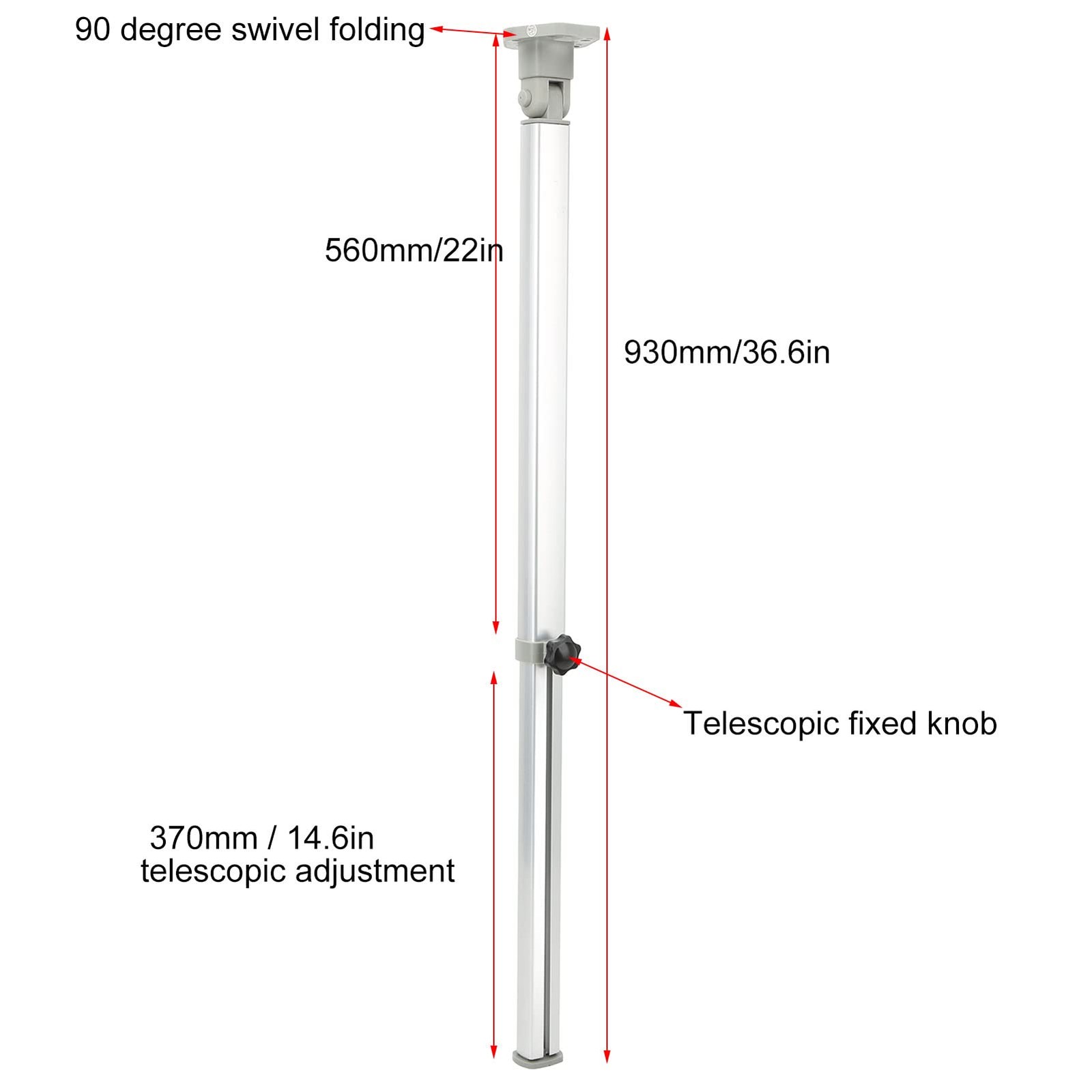 Adjustable Foldable Telescopic Table Leg Height, Rustproof Silver 560-930mm