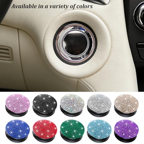 Bling Car Push Start Button Cover, Crystal Rhinestone Anti-Scratch Purple