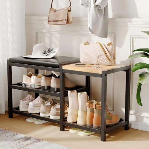 Shoe Bench,Shoe Organizer，Holds Up to 570 lb，12 x 30.7 x 17.3Inches，3-Tier