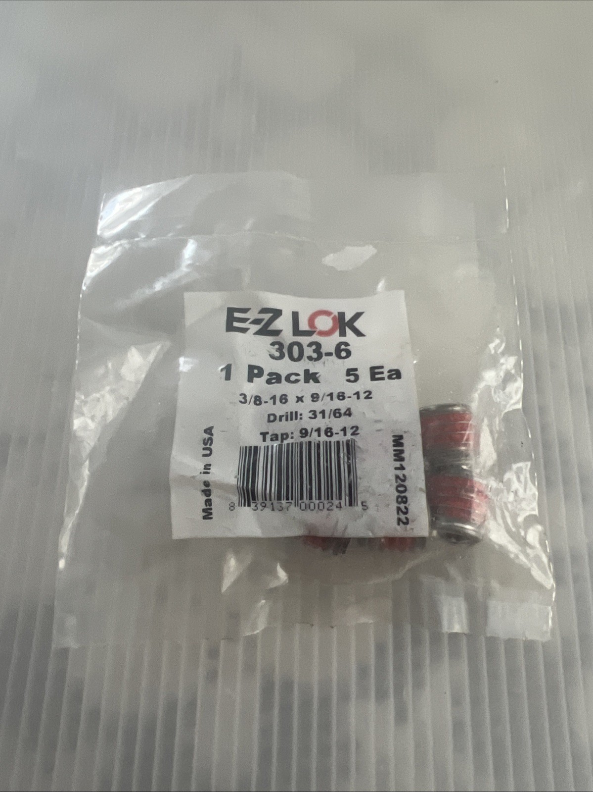 EZ Lok 303-6 3/8-16 303 Stainless Insert For Metal Made In USA Lot of 5