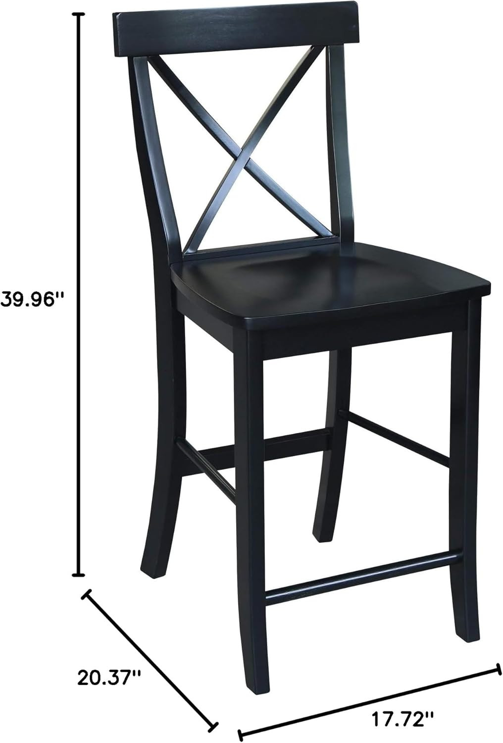 Chic Black X-Back Counter Stool - 24-Inch Seat Height for Modern Spaces