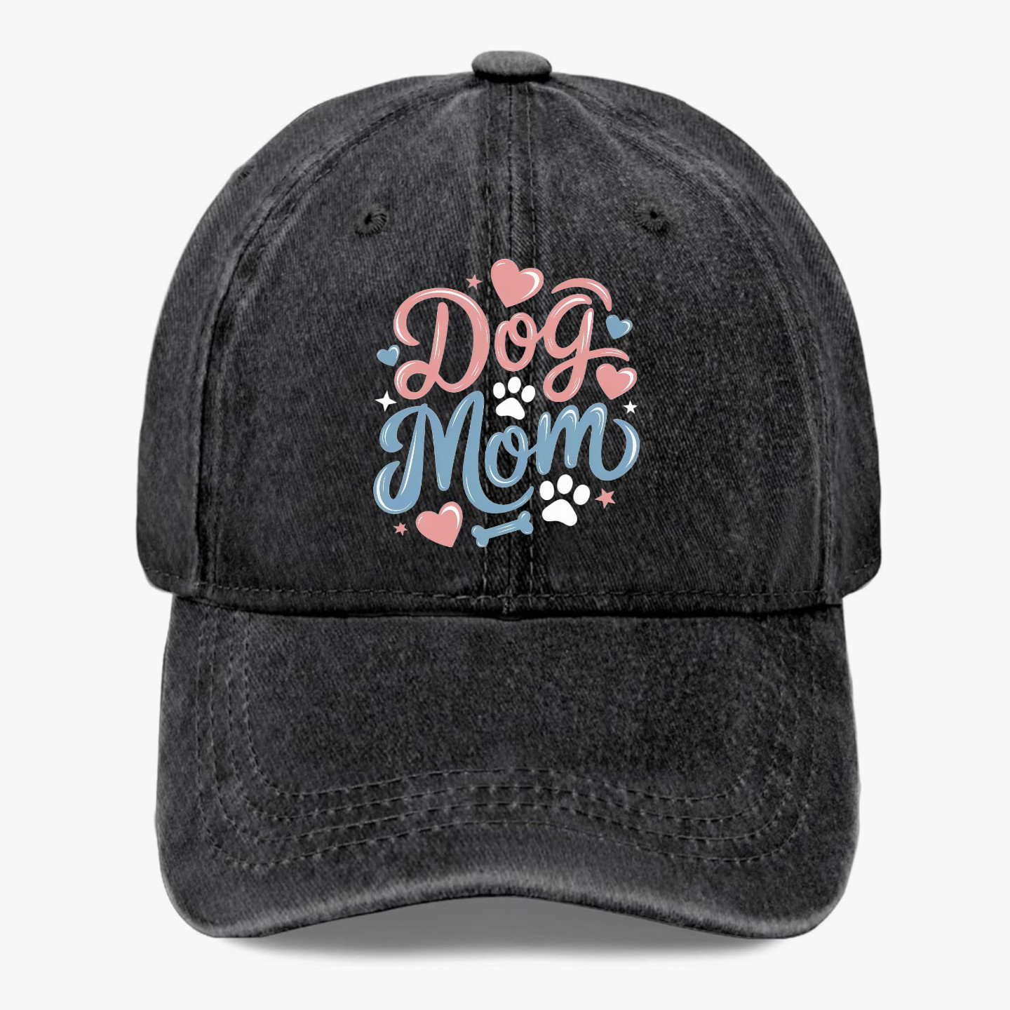 Cute Dog Mom Baseball Cap Pet Lover Gift Paw Print Heart Hat Women Adjustable