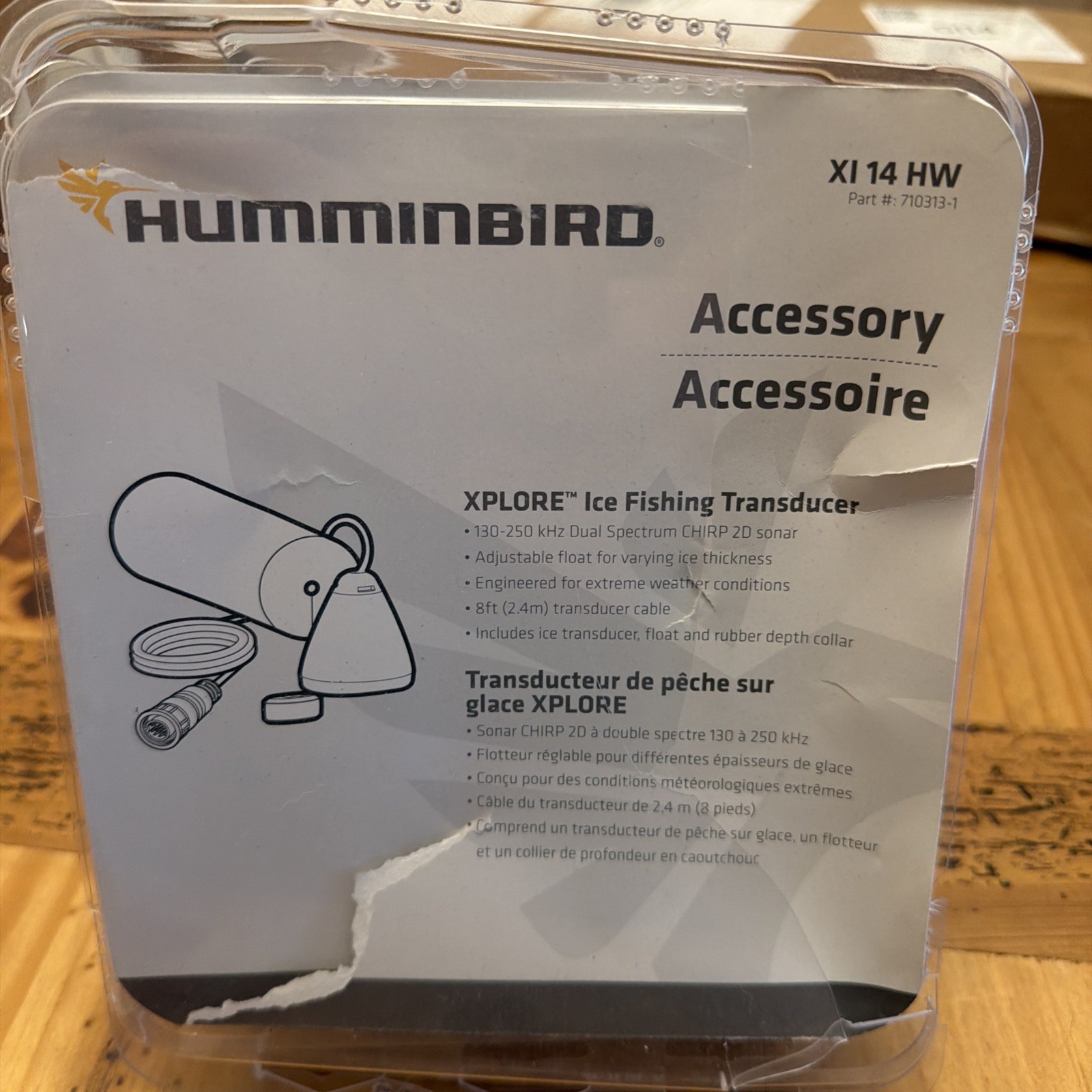 Humminbird XI-14-HW Dual Spectrum Chirp Xplore Ice Transducer Damaged Box