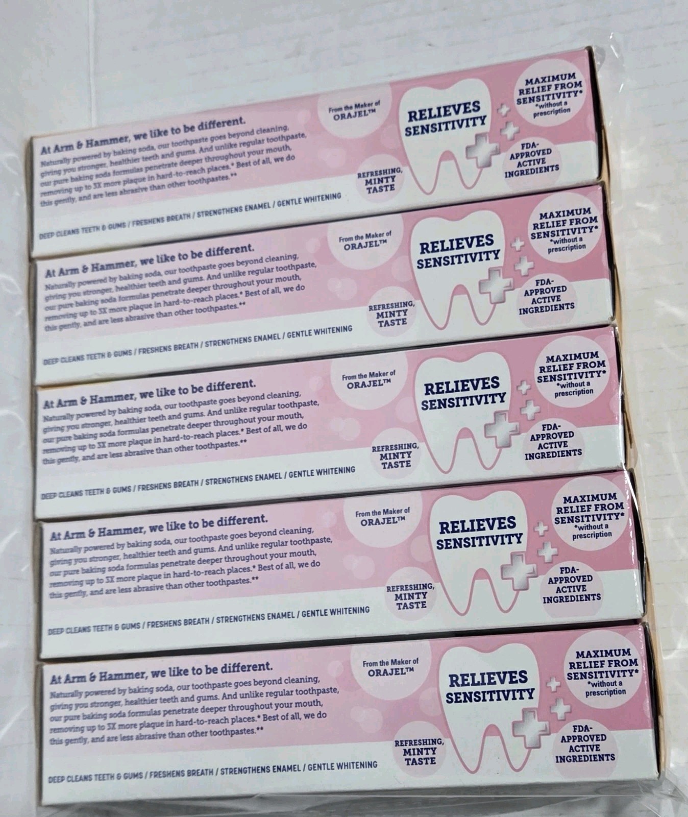 Arm & Hammer Sensitive Teeth & Gums Toothpaste 4.5 oz 5 Pack Exp 2028