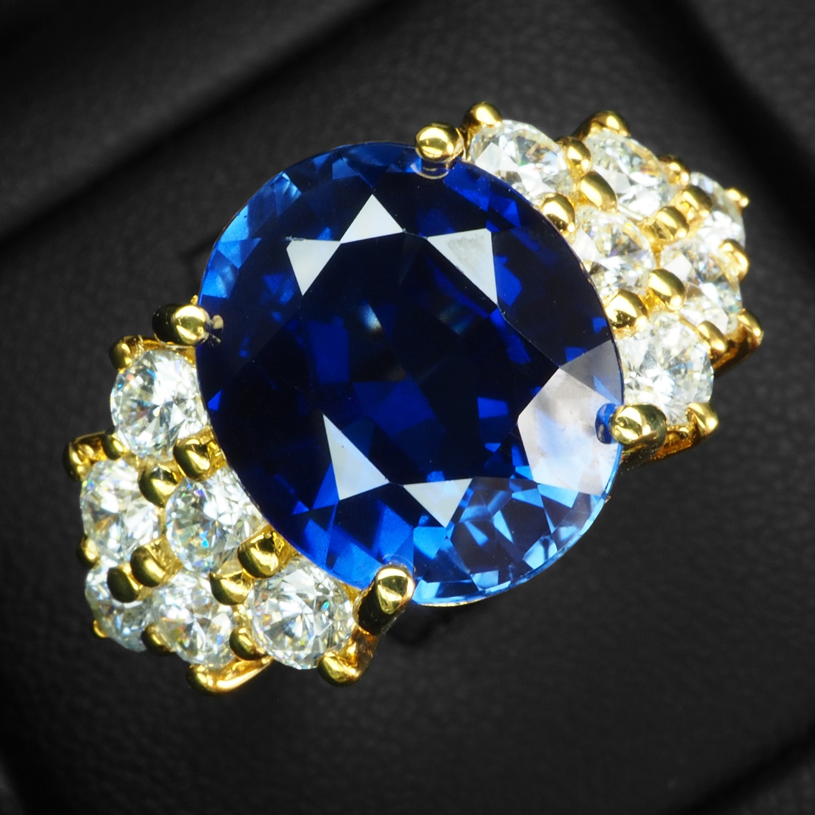 Brilliant Navy Blue Sapphire 9.20Ct 925 Sterling Silver 24K Gold Rings Handmade