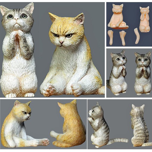 Unpainted 1/35 Resin Model 25mm Meow Star Cute Cat 2pcs 1410#