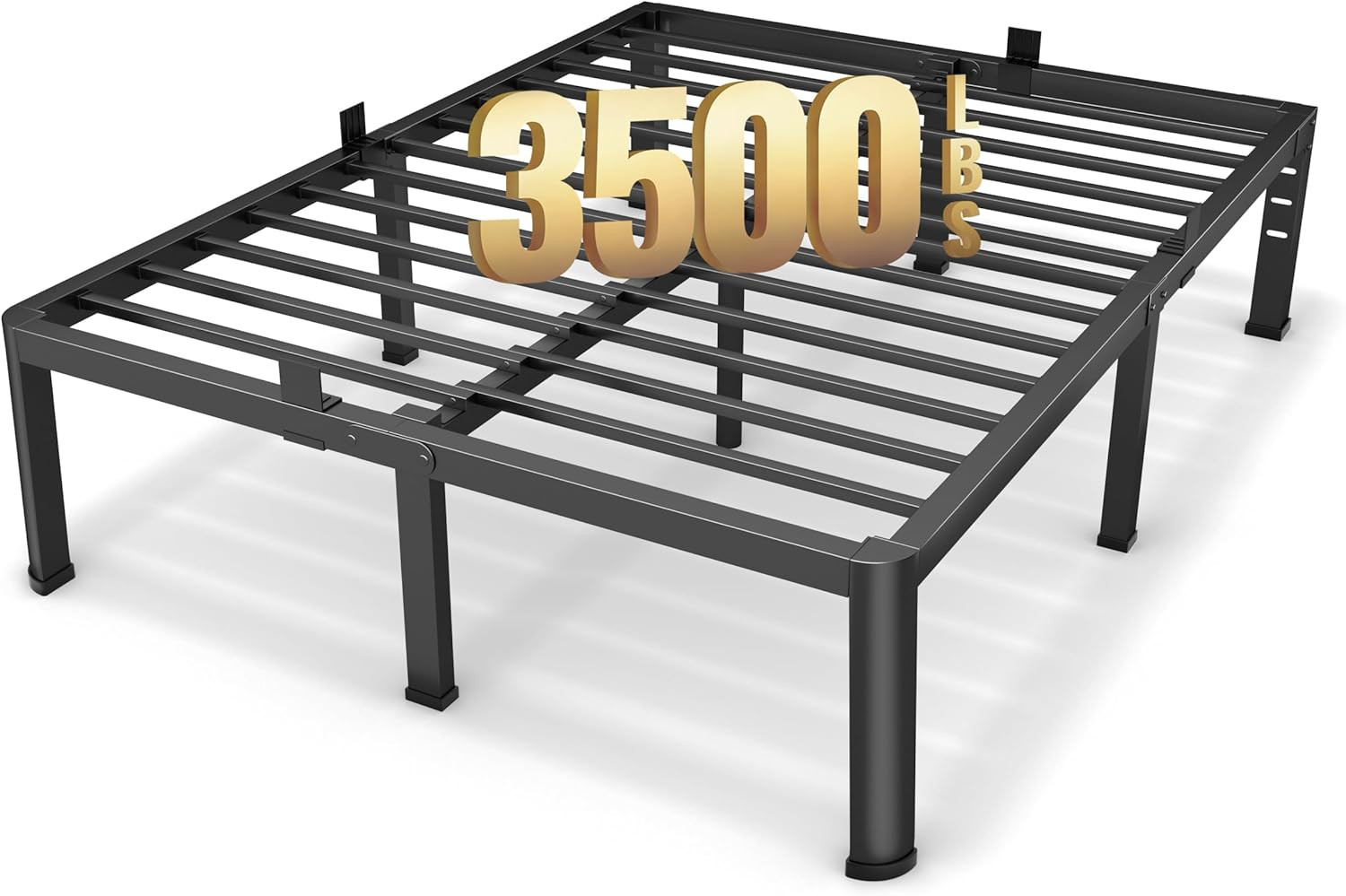 18" King Size Metal Platform Bed Frame with Storage - Heavy Duty & Noise Free