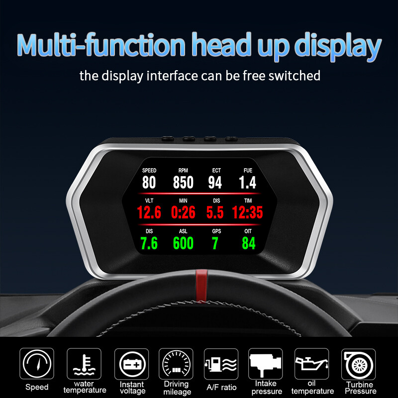 Car HUD Computer OBD GPS Head Up Display Speedometer Tester Reader P17 IGNITION
