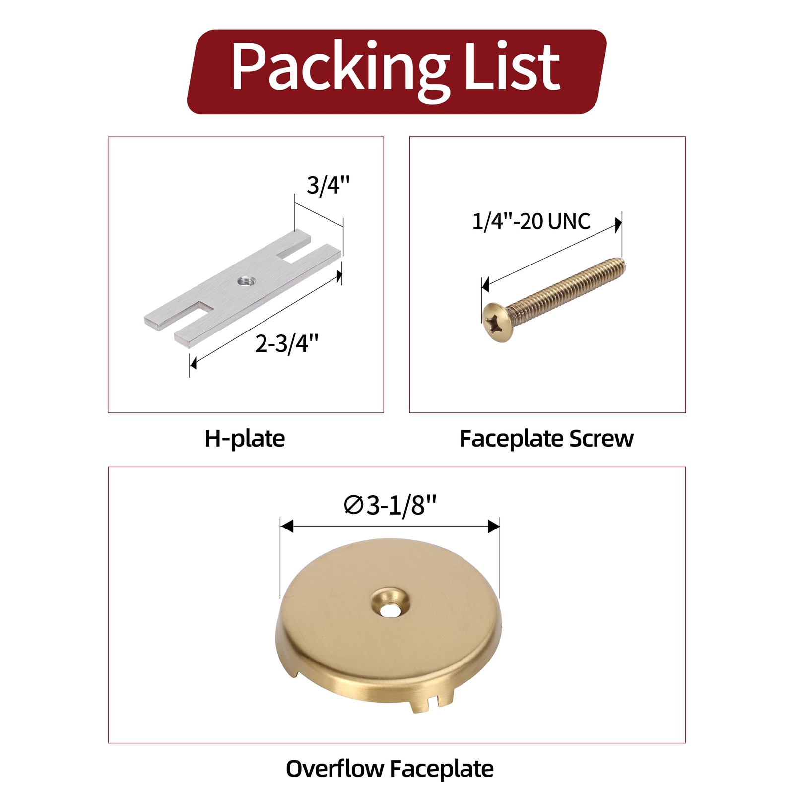 PRIMSOPH One Hole Overflow Faceplate Tub Drain Trim Kit Brushed Gold