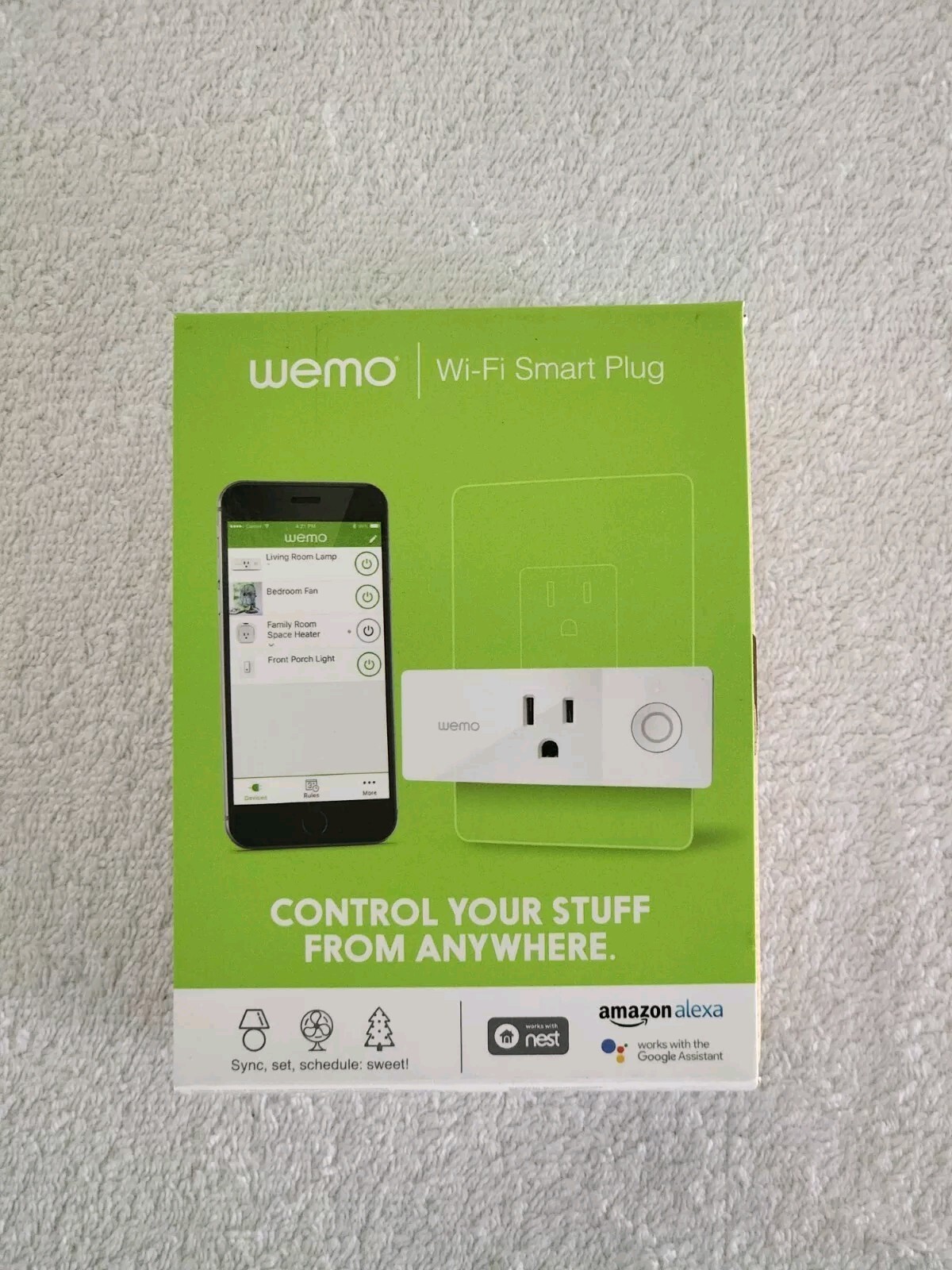 WeMo WiFi Enabled Mini Smart Plug - White (F7C063) Works with Nest Alexa Google