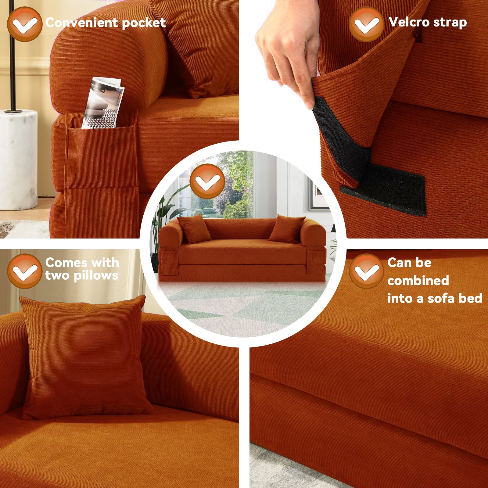 Convertible Sofa Bed,Floor Couch Foldable Sleeper Sofa for Living Room,Bedroom