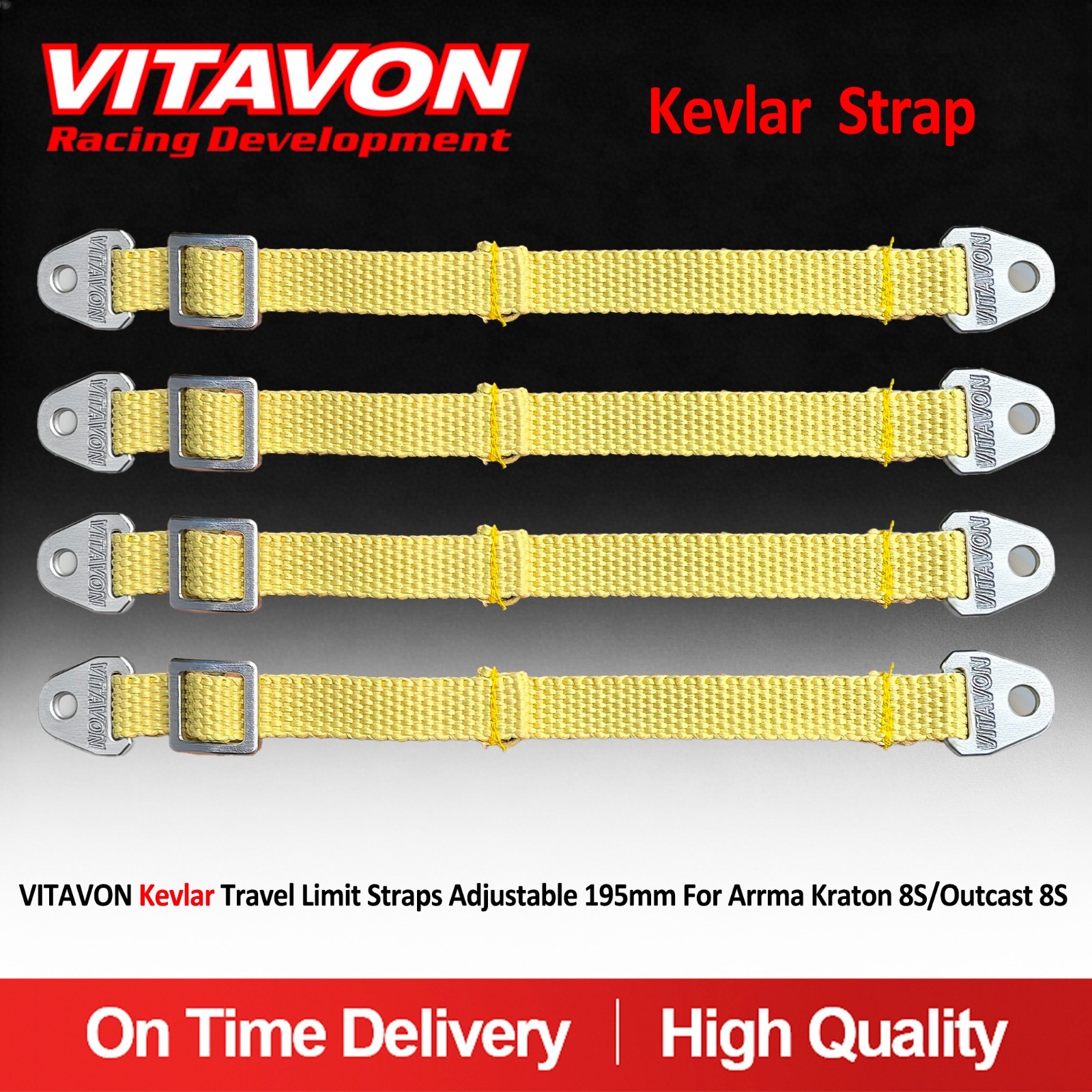 Vitavon Travel Limit Straps Adjustable 195mm For Arrma Kraton 8S/Outcast 8S