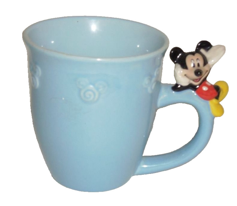 Disney Store Blue Mickey Mouse Sitting on Handle Coffee Mug