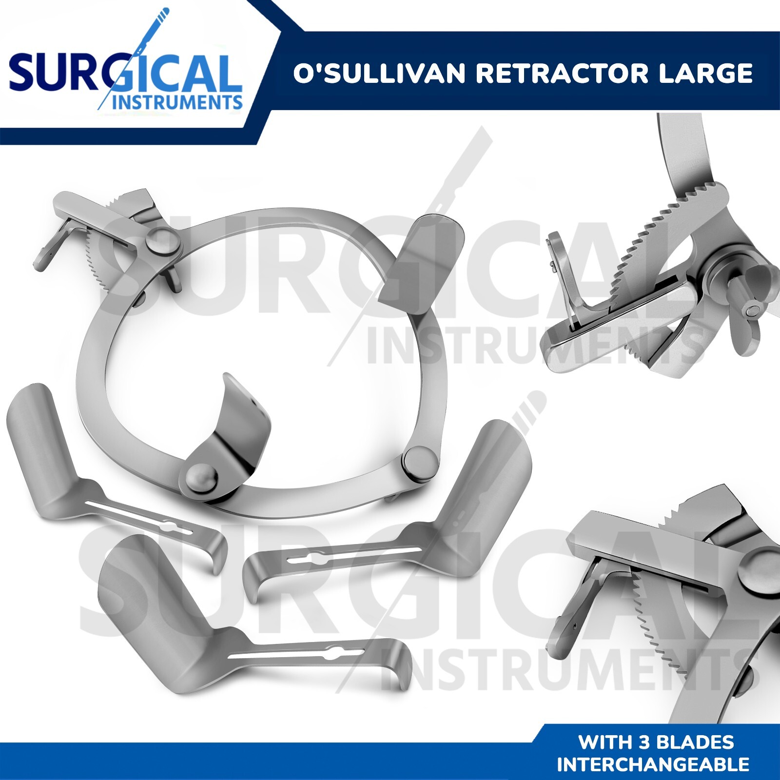 O'sullivan-O'connor Abdominal Retractor, Large with 3 Interchangeable Blades