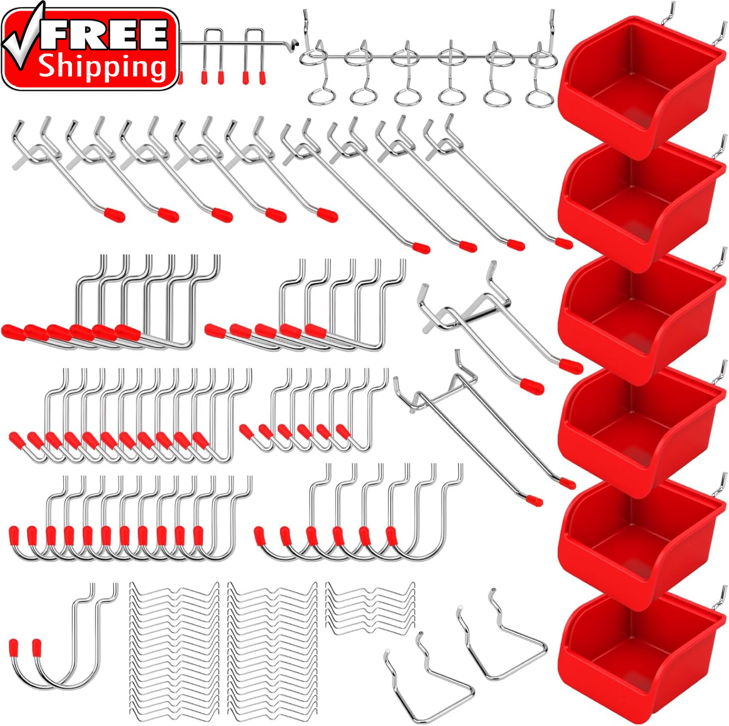 Ultimate 121-Piece Pegboard Hooks Set, Pegboard Accessories with Metal Hooks, Du