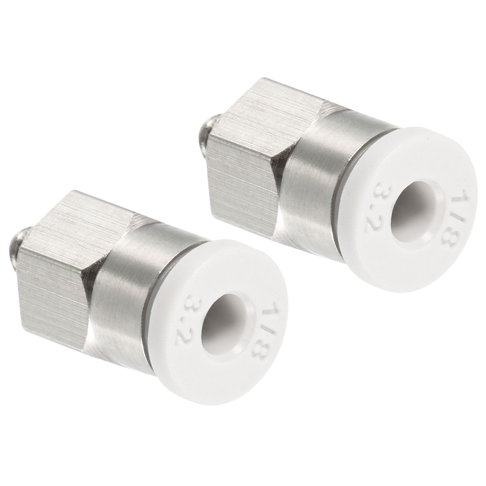 2Pcs M3 Push to Fit 3mm OD Hose Connect Fittings White & Silver Tone