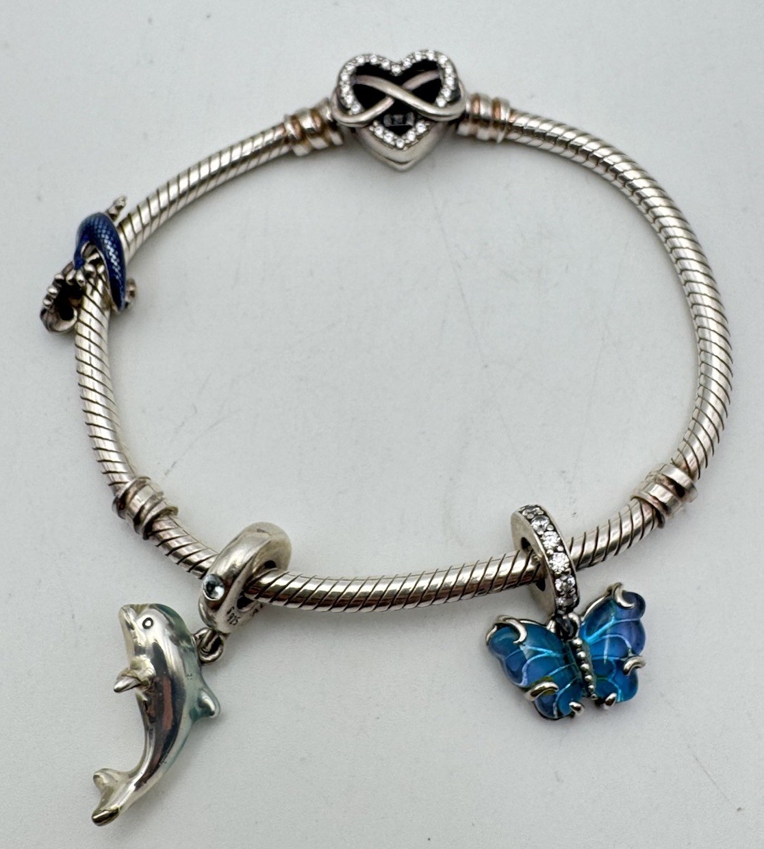 Pandora ALE Sterling Silver Moments Infinity Charm Bracelet With 3 Charms