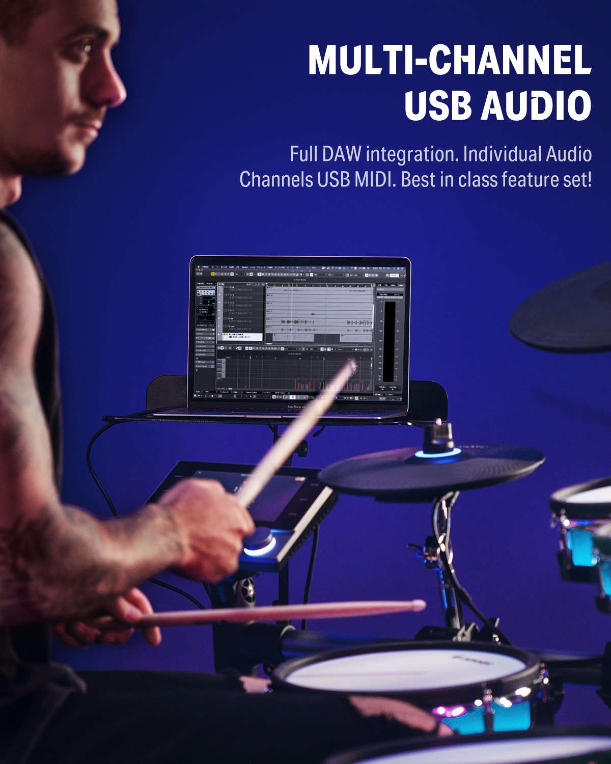 Donner BackBeat Electric Drum Kit with Touchscreen Customize Drum Pad RGB Colors