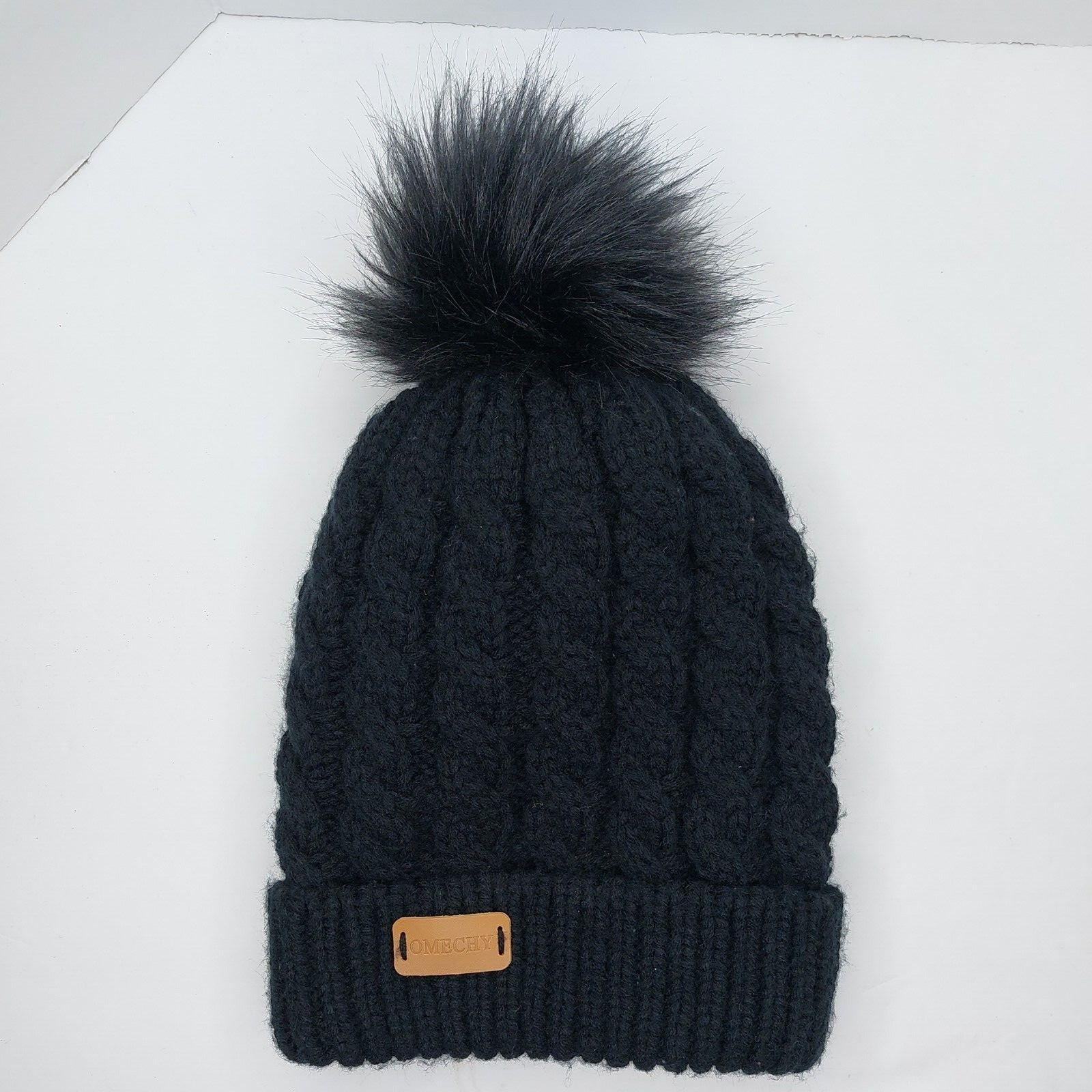 Omechy Large Cable Knit Beanie Hat Cap Pom