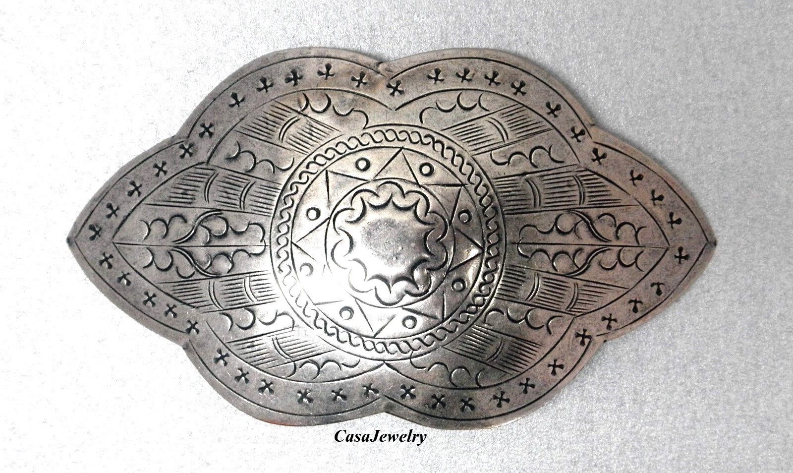 #3429 ANTIQUED .925 STERLING SILVER PLATED HILL TRIBE BARRETTE COMPONENT - 1 Pc