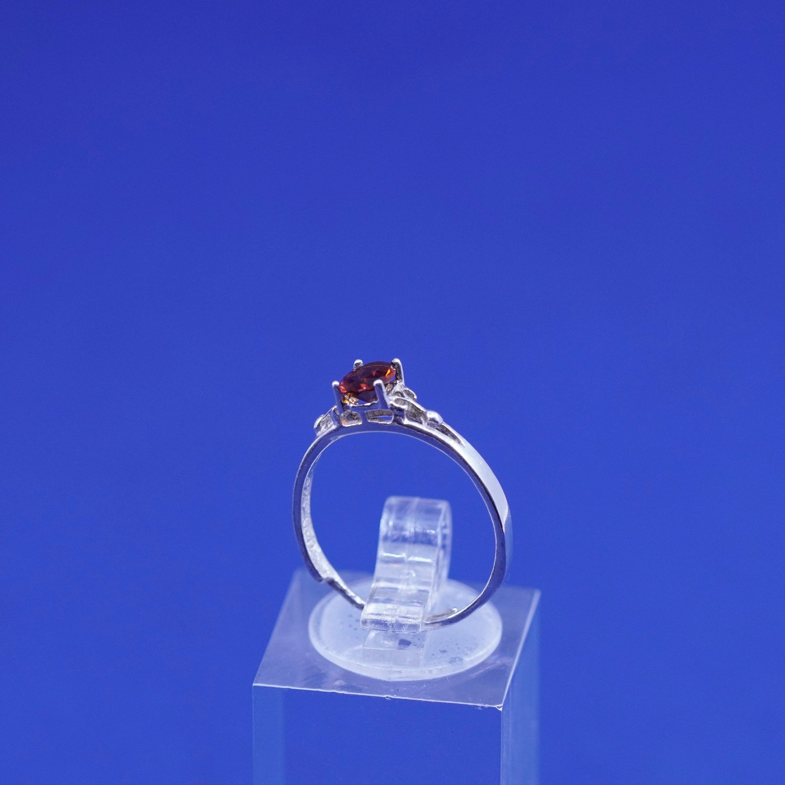 Size adjustable, vintage Sterling 925 silver handmade ring with ruby