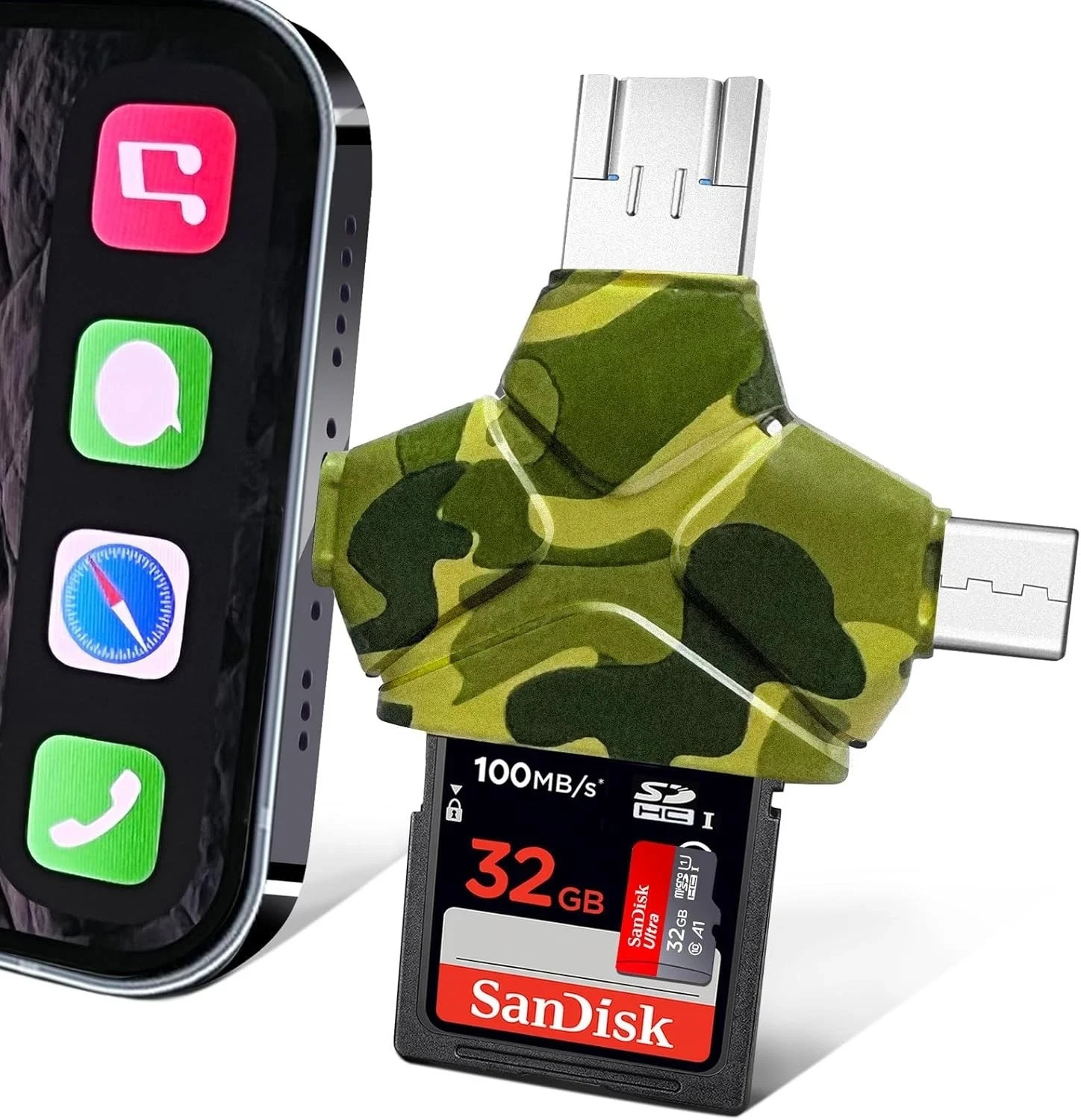 SD/Micro SD Card Reader for iPhone/iPad/Android/Mac/Computer/Camera
