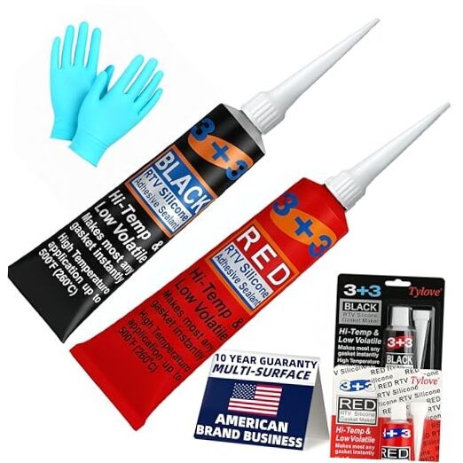 RTV Silicone Gasket Maker - High Temp 590°F Oil Resistant, Black - Black+Red