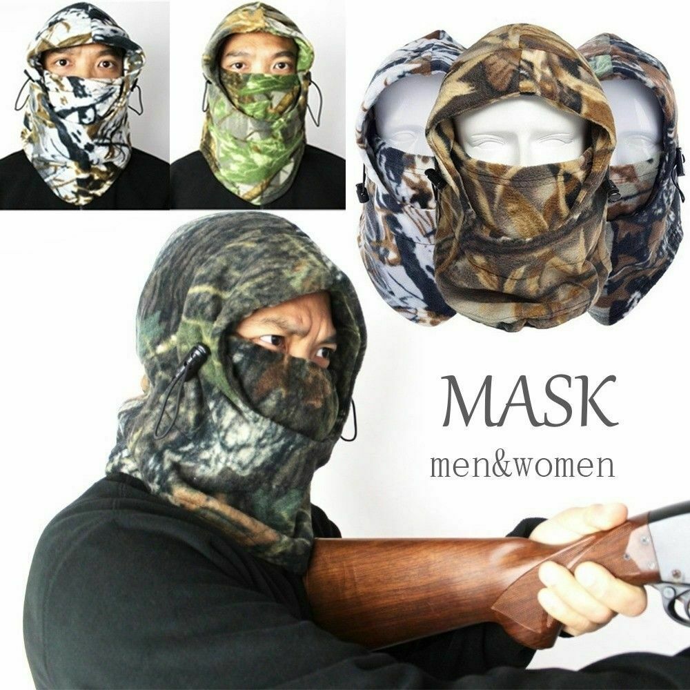 Camo Balaclava Fleece Hunting Face Mask Winter Cold Weather Windproof Warm Hood